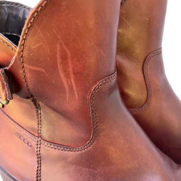 Ecco Brown Saunter Goretex Midcut Buckle Zip Boots Waterproof Size 6